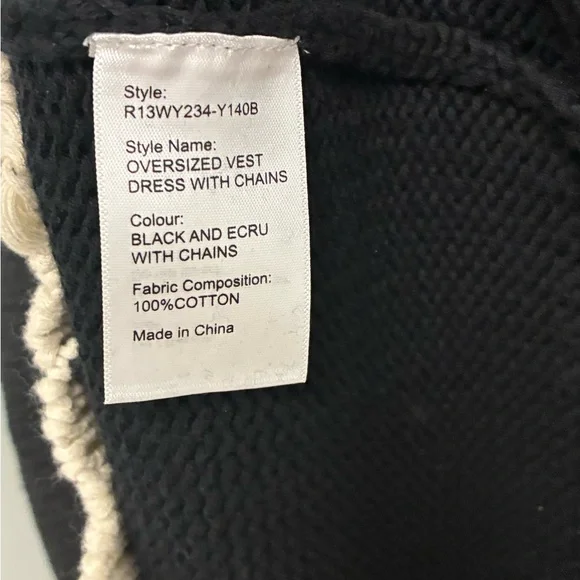 BNWT $1250 R13 Oversized Chain Embellished Vest Dress Large - Picture 11 of 12